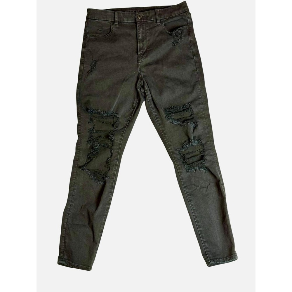 American Eagle Black Distressed Next‎ Level Stretch
Skinny Jeans Size 10 Regular